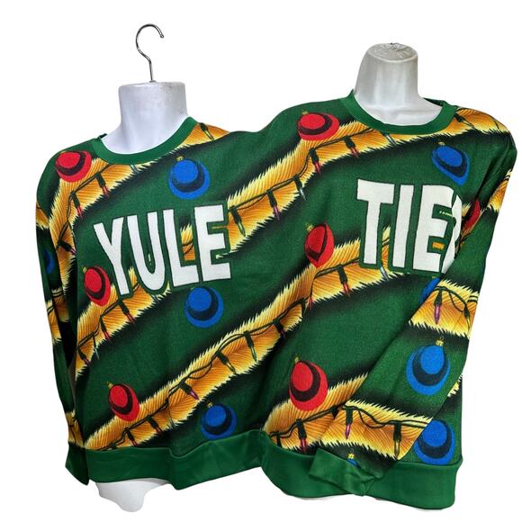 MAD Engine Yule Tie Double Sweater Funny Ugly Christmas Sweater One Size - Picture 3 of 7